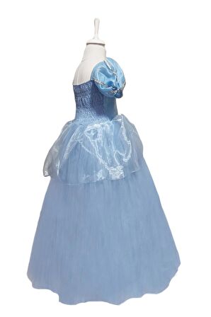 Mavi Sindirella Kostümü Sindirella Elbise- Prenses Elbise Mavi Elbise Cinderella Cosplay