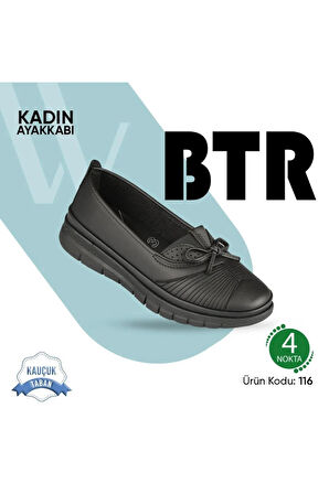 Siyah Kadın Ortopedik Taban Kadın Günlük Babet Ayakkabı