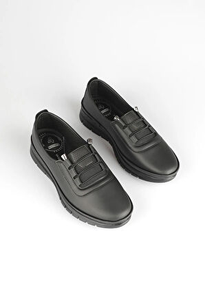 Siyah Kadın Ortopedik Taban Kadın Günlük Babet Ayakkabı