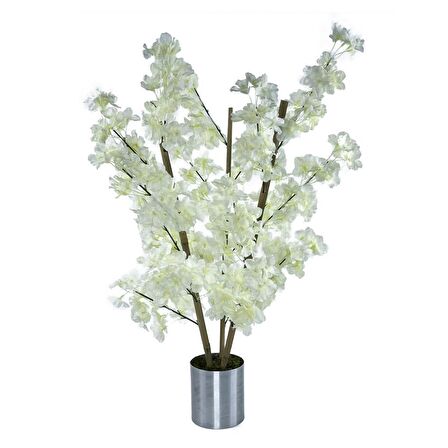 Yapay Ağaç Bambu Dalında Beyaz Bahardalı Ağacı 80 cm Ağacı Japon Kiraz Çiçeği 