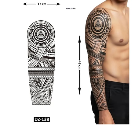 Maori Tribal 4 Adet Birden Tam Kol Kaplama 1 Hafta Kalıcı Geçici Dövme Seti