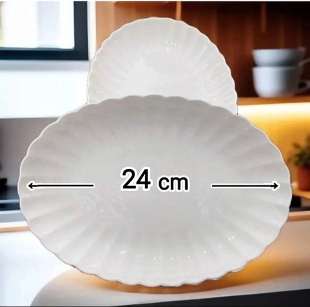 Boneluz 2 adet 24 cm Kayık Tabak Salata Tabağı (Yaldızsız - Sade Kenar