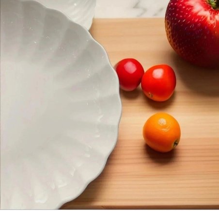 Boneluz 2 adet 24 cm Kayık Tabak Salata Tabağı (Yaldızsız - Sade Kenar