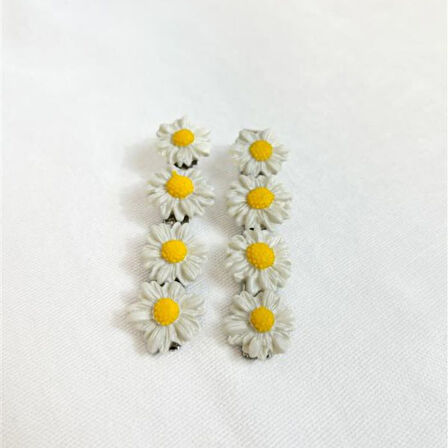 Uretti - Hülya 6683 El Yapımı Çiçek Desenli Polimer Kil 2’li Set Yan Saç Tokası / 7.5 cm