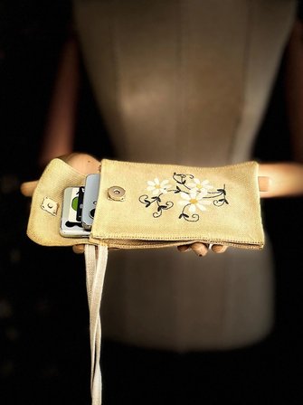 MEADOV Nakış İşlemeli Keten Telefon Çantası, Telefon Kılıfı v21