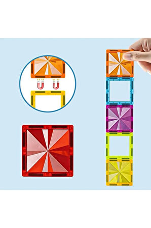 Manyetik Yapı Blokları Çocuklar İçin Renkli 3 Boyutlu 75 Parça Manyetik Karo Eğitici Oyun Seti