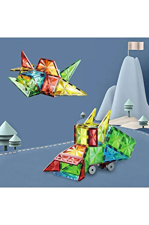 Manyetik Yapı Blokları Çocuklar İçin Renkli 3 Boyutlu 75 Parça Manyetik Karo Eğitici Oyun Seti