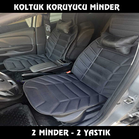 Nissan micra 2016koltuk uyumlu 2li minder ve 2 adet yastık- Siyah kalın süngerli