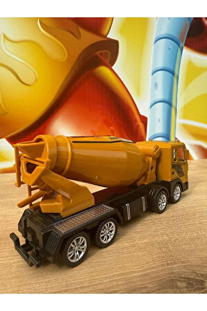 Sürtmeli Metal Kafalı Oyuncak İnşaat Aracı Beton Mikseri Tır 17CM Oyuncak İnşaat Araçları Mikser