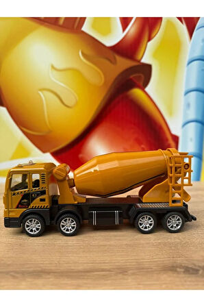 Sürtmeli Metal Kafalı Oyuncak İnşaat Aracı Beton Mikseri Tır 17CM Oyuncak İnşaat Araçları Mikser