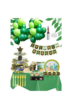 Sevimli Dinazorlar Temalı 8 Kişilik Doğum Günü Seti Dinazor