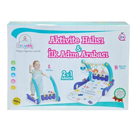 Mavi Baby İlk Adım Arabası ve Aktivite Halısı Bebek Aktivite Seti