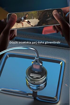 ES-CC244C 2 Adet 5V 3.4A Usb Çıkışlı Ekstra USB to Type-C Kablolu PD Hızlı Araç Şarj