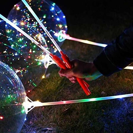 3 Fonksiyonlu Balonlu Led - Işıklı Balon Fonksiyonlu Saplı Şeffaf Işıklı Çubuklu Balon