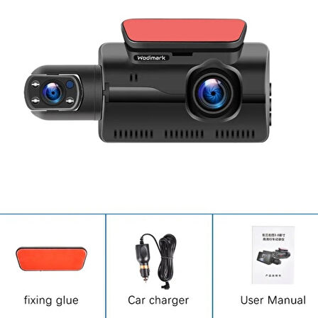 Wodimark A68 Full HD 1080P Araç Kamerası – Çift Lensli, Gece Görüşlü, G-Sensörlü, 360° Dönen Dashcam, 32GB Hafıza Desteği, USB & HDMI