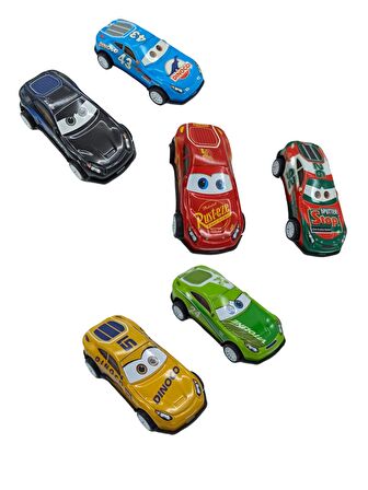 Cars Şimşek Mcqueen Metal Spor Araba Seti Çek Bırak Cars Oyuncakları 6'lı