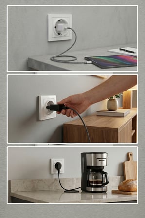 Duvar Prizi Topraklı Beyaz 16A 250V Monofaze İç Mekan Elektrik Prizi Standart Tip