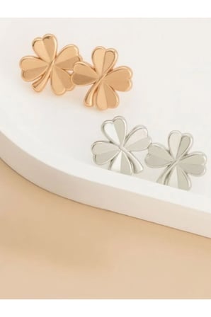 Gold Gümüş Renk Dört Yapraklı Yonca Set, Pantolon Beli Daraltma Aparatı, Kemer, Broş