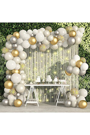 Balon Garland Metalik Gümüş Altın Konfeti Balonları