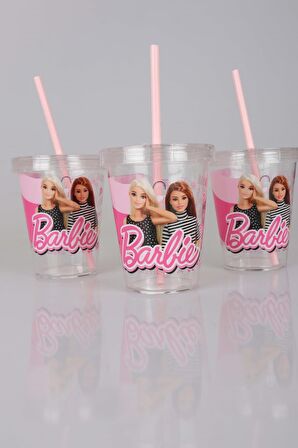 LİSANSLI BARBIE KRISTAL PİPETLİ BARDAK