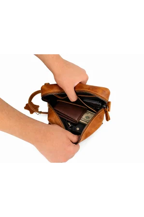 Erkek Hakiki Deri Taba Fermuarlı El Ve Clutch Çanta