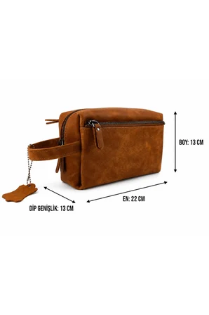Erkek Hakiki Deri Taba Fermuarlı El Ve Clutch Çanta