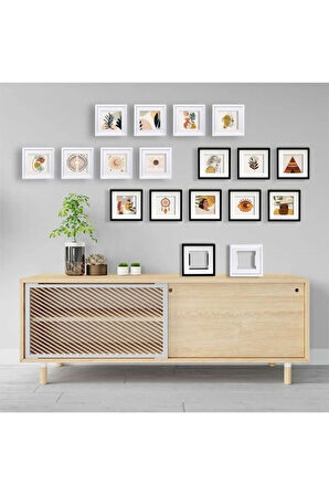 Fashion Photo Yapışkanlı Sök-tak Paspartulu Siyah 14x14cm (RESİM EBATI:8*8) Kare Çerçeve- 3'lü Paket