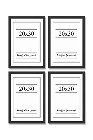 Resim Çerçevesi Siyah 20x30 Diploma Belge Sertifika 4’lü Düz model Fotoğraf Resim Çerçeve Seti
