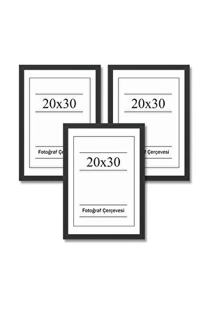 Resim Çerçevesi Siyah 20x30 Diploma Belge Sertifika 3’lü Düz model Fotoğraf Resim Çerçeve Seti