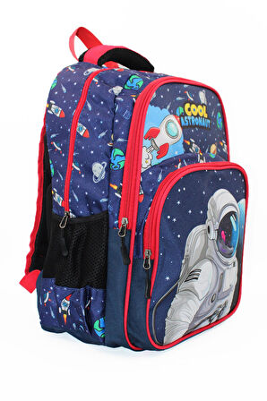 Çizgi Cool Astronot Okul Çantası + Termal Beslenme +Kalemlik Uzay Çanta İlkokul Çantası Sırt Çantası