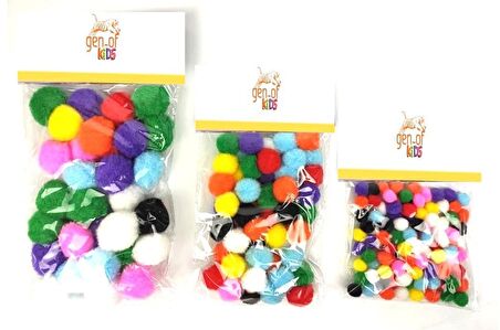 Gen-Of Karışık Pon Pon Seti(10mm+20mm+30mm)
