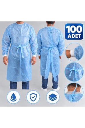 Cerrahi Box Önlük Mavi 40 gr Sıvı Geçirmez 100 Adet