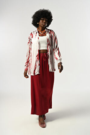 KADIN ŞERİT DESENLİ OVERSİZE KESİM GÖMLEK