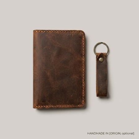 %100 Hakiki Deri Pasaport Kılıfı Ve Anahtarlık Seti - El Dikişli Özel Deri Pasaportluk (10x15 cm) Taba