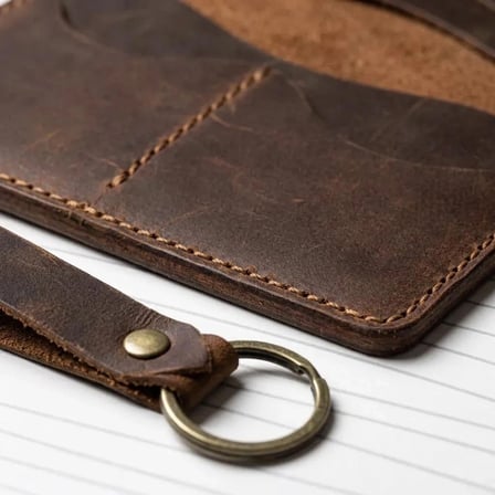 %100 Hakiki Deri Pasaport Kılıfı Ve Anahtarlık Seti - El Dikişli Özel Deri Pasaportluk (10x15 cm) Taba