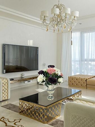 Yapay Çiçek Aranjmanı Büyük Boy Mürdüm Tonlar Gümüş Cam Kupa Vazolu Arajman Nişan Kız İsteme Çiçeği