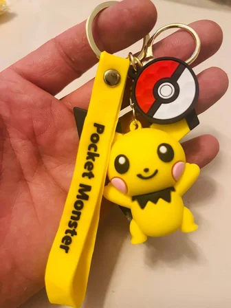 Pokemon Pikachu 3 Boyutlu Figür Anahtarlık  Anime Temalı Çanta & Araba Süsü