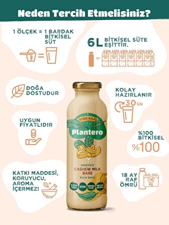 PLANTERO 3'lü Kaju Bazı Konsantre Seti 250 gr x 3 Kaju (18 Lt Bitkisel Süt) Katkısız