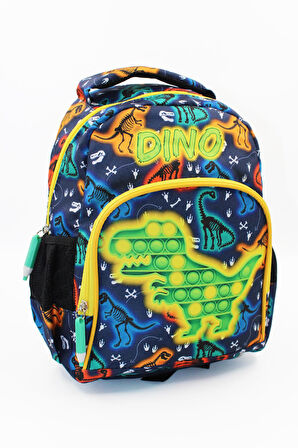 2 Gözlü Pop Dino Anaokulu Çantası - Erkek Çocuk Çanta Kreş Çantası - Dinozor Çanta