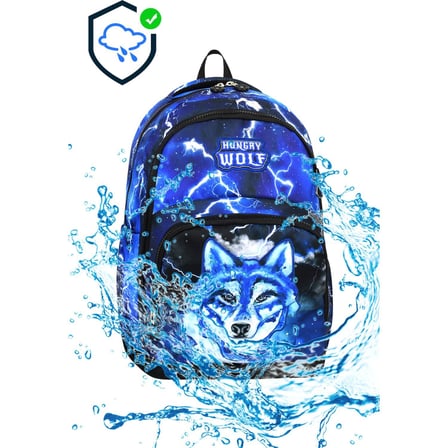 3 Göz Hungry Wolf Kurt Okul Çantası + Termal Beslenme + Kalemlik + Anahtarlık + Suluk Kurt Çanta