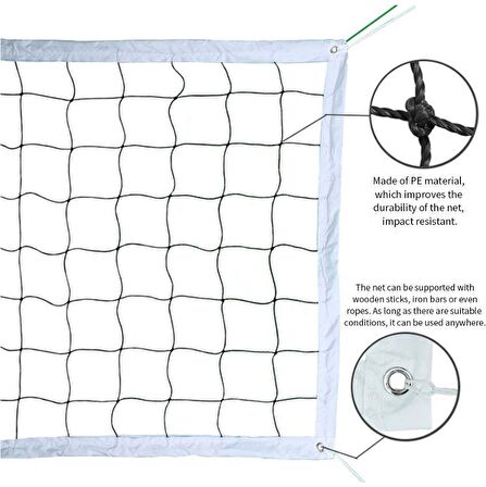 4 Tarafı Çevrili 9.5 Metre Voleybol Filesi - 1 Metre Voleybol Filesi Ağı