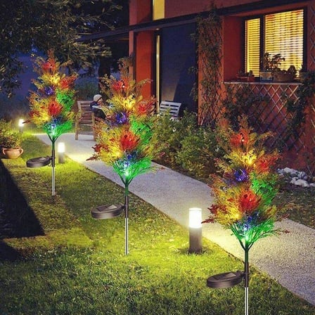 Solar Renkli Ledli Çam Ağacı - Güneş Enerjili Led - Çam Ağacı Bahçe Aydınlatması