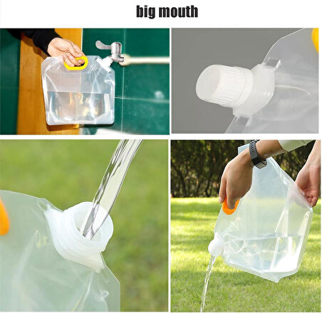 5 Litre Katlanabilir Su Çantası - Su Çantası Piknik Çantası Bakliyat Kabı Kamp Sürahisi