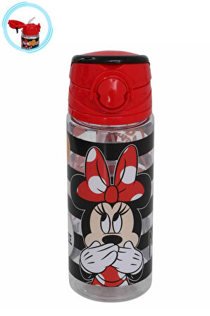 Minnie Mouse 500 Ml - Çocuk Suluk, Matara, Pipetli Suluk, Askılı Suluk Mini Fare Suluk