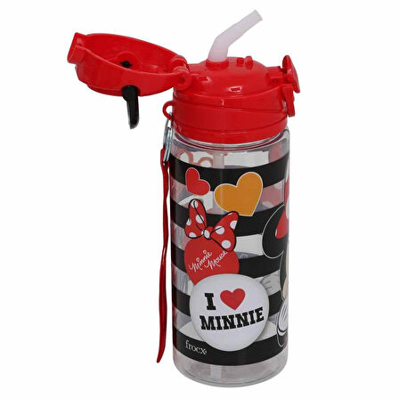 Minnie Mouse 500 Ml - Çocuk Suluk, Matara, Pipetli Suluk, Askılı Suluk Mini Fare Suluk