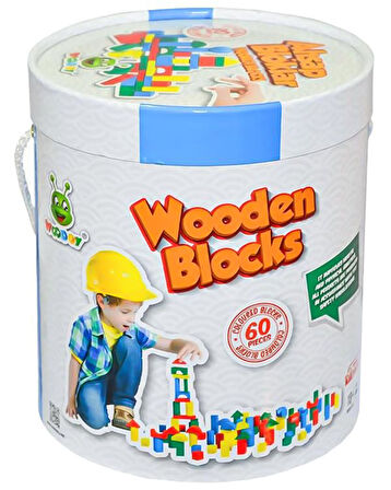 Woodoy Kovalı Ahşap Büyük Renkli Bloklar 60 Parça KR 015