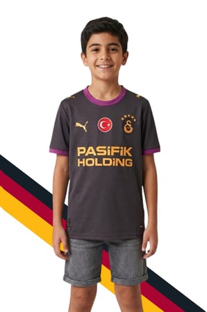 GS FRM 045 785016 GALATASARAY ORJİNAL LİSANSLI PUMA 2026/2027 DEPLASMAN SİYAH ÇOCUK  FORMA UV KUTULU