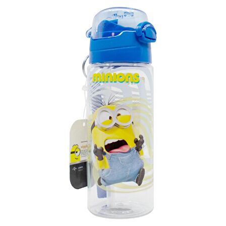 Minions Şeffaf Matara 500ml - Minyonlar Suluk - Lisanslı Minions Matara - Pipetli Suluk