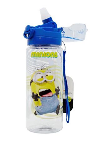 Minions Şeffaf Matara 500ml - Minyonlar Suluk - Lisanslı Minions Matara - Pipetli Suluk