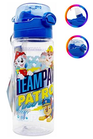 Paw Petrol Şeffaf Matara 500ml - Paw Petrol Suluk - Lisanslı Paw Petrol Matara - Pipetli Suluk